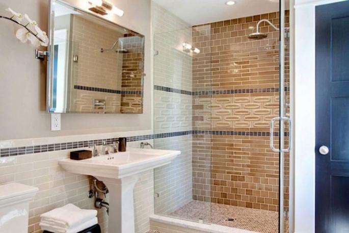 Vannas istaba ar dušu: interjera dizains un fotogrāfijas