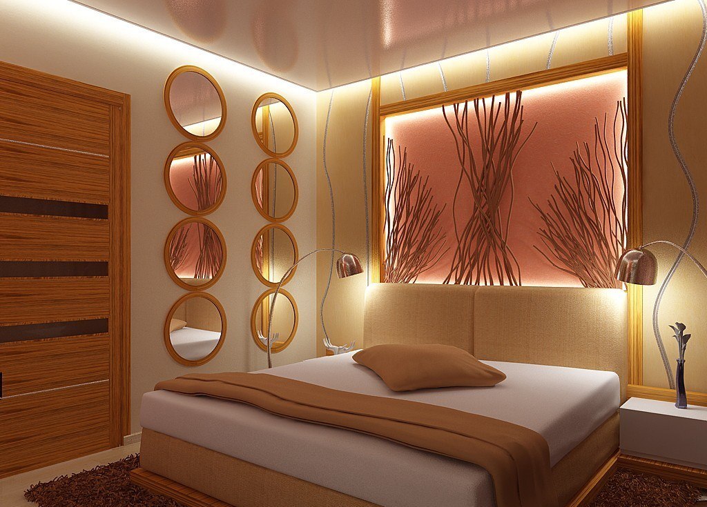 寝室の内部の照明 屋根裏部屋 大小の部屋のオプション スポット照明のデザインと例